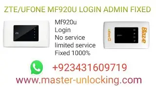 Ufone MF920U Admin Password Fixed  MASTER UNLOCKING