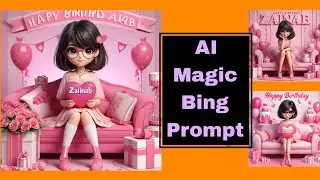 Beautiful Birthday Girl in Pink made with Bing AI Magic