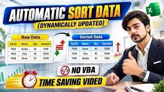 Auto Sort Data in Excel | Automatically Sort Data in Excel | Sort Function |  Dynamically Sort Data