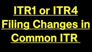Optional to file ITR1 or ITR4 or Common ITR | Change in Income Tax Return