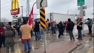 Scenes from the Ambassador Bridge protest as the injunction takes effect