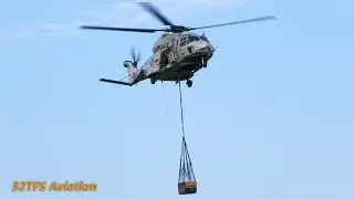 [4K] Dutch NH90 Frigate Helicopter SLING LOAD Exercise