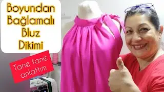 BOYUNDAN BAĞLAMALI BLUZ DİKİMİ