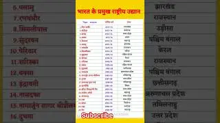 भारत के प्रमुख राष्ट्रीय उद्यान#gk#nationalpark#gkquiz #gkquestion #gkshorts