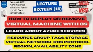 MCSA | MCSE | Exam AZ-800 Lec-16 | Azure services | Deploy or remove VM | Resource group | Subnet