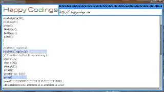 Program to find & replace any desired character from the input text c code example