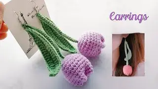 Crochet tulip earrings