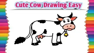 Cow Drawing Cute | Cow Drawing Easy Tutorial
