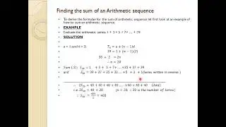 1 8 Sequence and series: Deriving the formula for sum of an arithmetic series