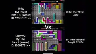 Geometry Dash = Unity Vs Unity V2 (Comparison) (TriAxis Vs Elyj)