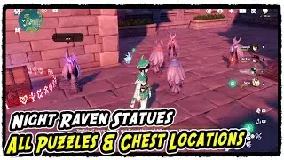 Night Raven Statues All Puzzles & All Chest Locations in Twinning Isle | Genshin Impact 2.8