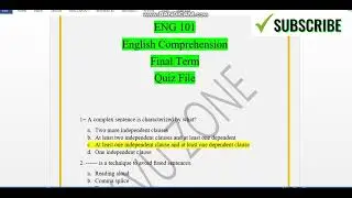 ENG101 Final Term Quiz File || ENG101 Final Term Preparation 2023 || English Comprehension