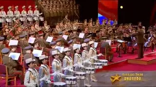《조선인민군창건75돐열병식 음악연주회》 중에서 《국기게양식음악》,《우리의 국기》, 녀성독창과 남성합창 《애국가》
