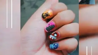 Nail art | acrylic painting on nails | drawing | scenery | easy and cute nail art | divsartcraft