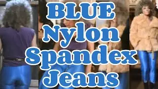 MEG FOSTER (Cagney & Lacey) In BLUE Nylon Spandex Disco Pants Rock Jeans