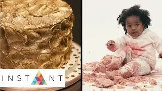 BABY DESTROYS 24K GOLD CAKE! • Food Baby