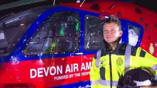 Devon Air Ambulance flying at night.