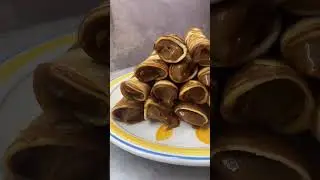 Вафельные трубочки со сгущенкой на сковородке