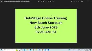DataStage Training New Batch starts on 8th June 2023 07:30 AM IST | Whats App No @+91 937 936 5515