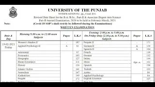 Official Notification: PU Traditional Exams 2021 BA BSc Part 1 and Part 2  Date Sheet Announced