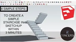 How to create a simple staircase with landing in sketchup [TUTORIAL]