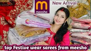 Saree haul from MEESHO / festive Special / karwachauth / durgapuja / siffon / georgette / party wear