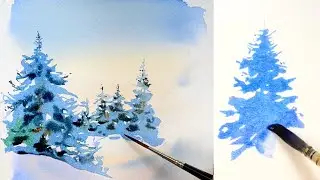 Try This Easy Winter Watercolour Landscape - The Art of Painting Snow-Covered Trees