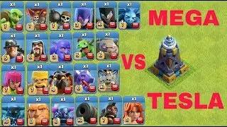 Mega Tesla vs All Troops | Clash of Clans