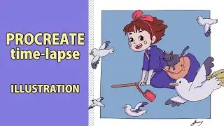 Procreate digital art Timelapse - Kiki's Delivery Service Fanart