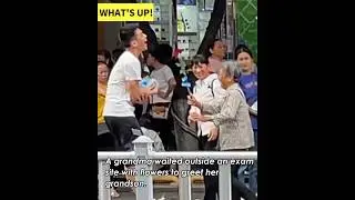 Grandma greeted grandson with flowers at exam site of China’s national college entrance exam
