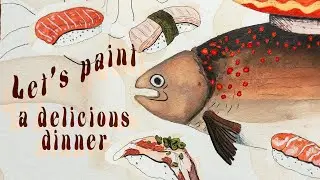 PAINT WITH ME ☺ Digital sketching and watercolors process