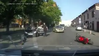 ДТП на мотоцикле и авто Драка после авто аварии!!!