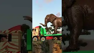 Chained Trucks Lifting Big Animals vs Potholes #shorts #beamng #beamngcrashes #beamngdrive #trucksvs