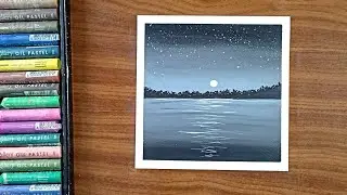 Night drawing | Oil pastel drawing for beginners | Nature drawing