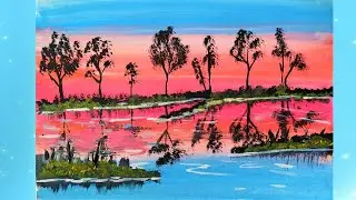 Как просто нарисовать утренний пейзаж.