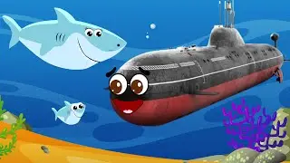 Baby Shark. Doodle submarine is singing a nursery rhyme. Sing-along.