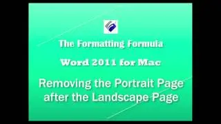 Word 2011 for MAC   Removing the Portrait Page after the Landscape Page