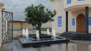 Water fountain with a tree