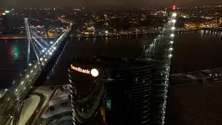 My first ever flight with DJI Mini 2. Night city. Auto settings.