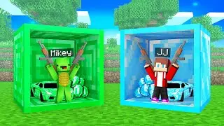 Mikey Emerald vs JJ Diamond Tiny Base Inside a Block in Minecraft (Maizen)