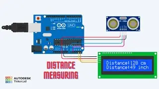 Ultrasonic distance measurement in Tinkercad | Arduino project