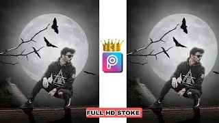 picsart dark night full moon 🌙 picsart in visual photo editing .Vijay mehar photo editing tutorial.