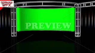HD Virtual Studio Background with green screen Wall - royalty free