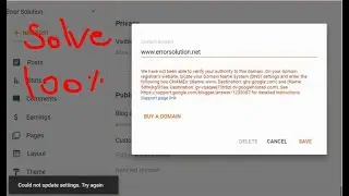 Custom Domain Add In Blogger Website with Error Solution 2024 || Could not update settings Try again