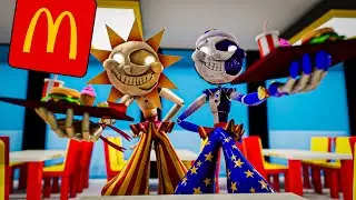 Sunrise and Moondrop get jobs at Mcdonalds in VRCHAT! (FNAF Minecraft Roleplay)