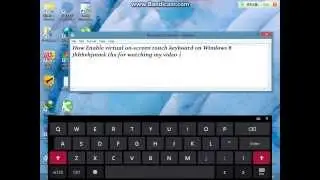 How Enable virtual on screen touch keyboard on Windows 8