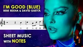 I'm Good (Blue) | Sheet Music with Notes for Recorder, Violin Tutorial | Bebe Rexha and David Guetta