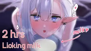 🤍DRINKING MILK ASMR🤍 off my cat's bowl for 2 hrs