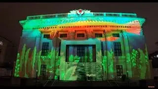 Световое шоу на фасаде Национальной библиотеки Удмуртии