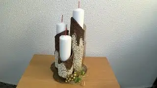 Centro Navideño con tubos de carton